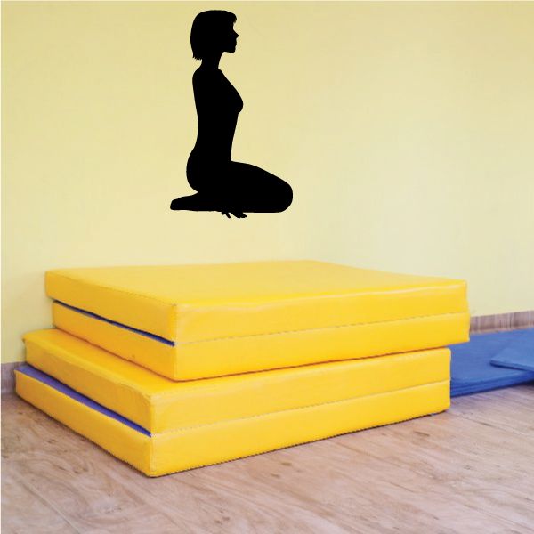 Yoga wall decal vinyl: black seated meditation pose silhouette