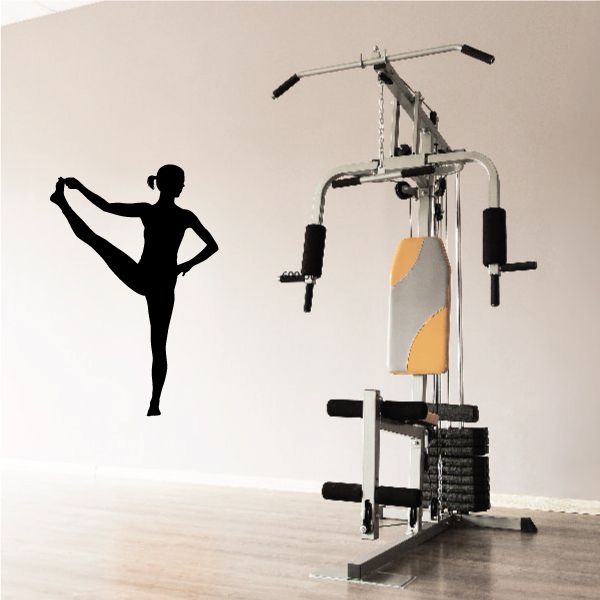 Yoga wall decal of black yoga pose silhouette figure
