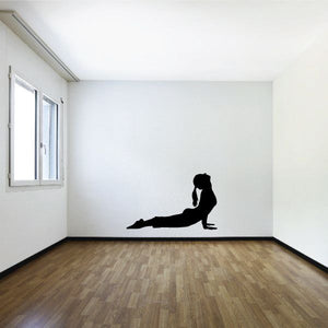 Yoga wall decal: black seated yoga pose silhouette