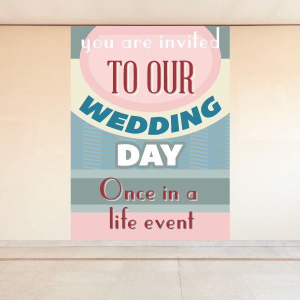 Wedding custom sticker with 'You are invited' and 'To our wedding day' typography