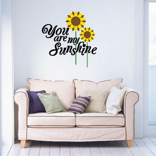 Sunflower wall decal: “You are my Sunshine” text with two yellow flowers