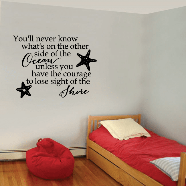 Image of You'll Never Know What's On The Other Side Of The Ocean Unless You Have The Courage To Lose Sight Of The Shore Wall Decal