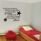 Ocean-inspired wall decal with quote lettering and starfish shapes in dark and white