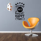 Dark quote decal: 'YOU MAKE MY heart HAPPY' with heart icons