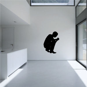Young cowboy praying decal silhouette