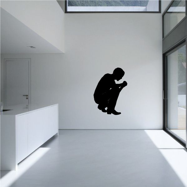 Young cowboy praying decal silhouette