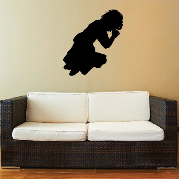 Image of Young Girl on both knees praying decal