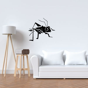 Young grasshopper wall decal, black insect with long antennae and legs
