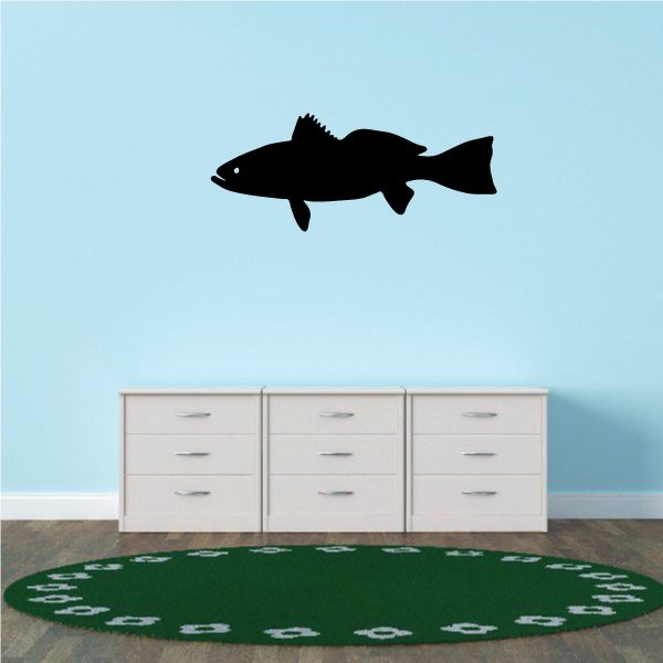 Young walleye fish wall decal, black fish silhouette