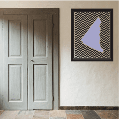 Rectangular chevron wall sticker with bold black-and-white zigzag pattern