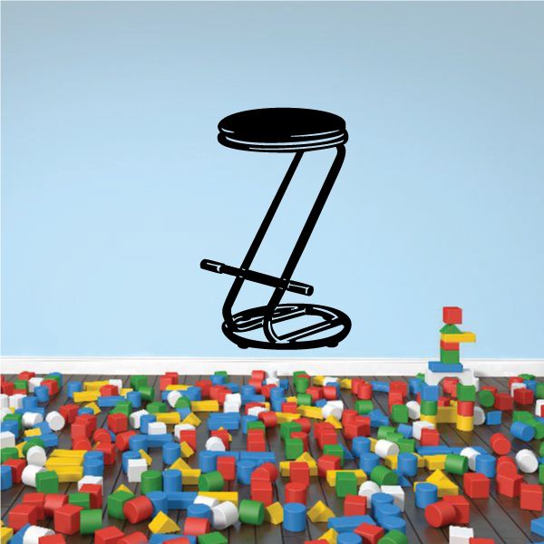 Black stool outline wall decal sticker with curved seat and legs