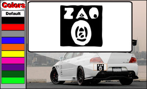 Zao decal sticker, black rectangular with white logo