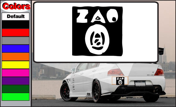 Zao decal sticker, black rectangular with white logo