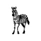 Zebra decal sticker, black and white standing zebra silhouette