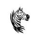 Zebra head wall decal, black-and-white profile silhouette