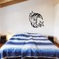 Zebra moon wall decal, black cartoon zebra on crescent moon