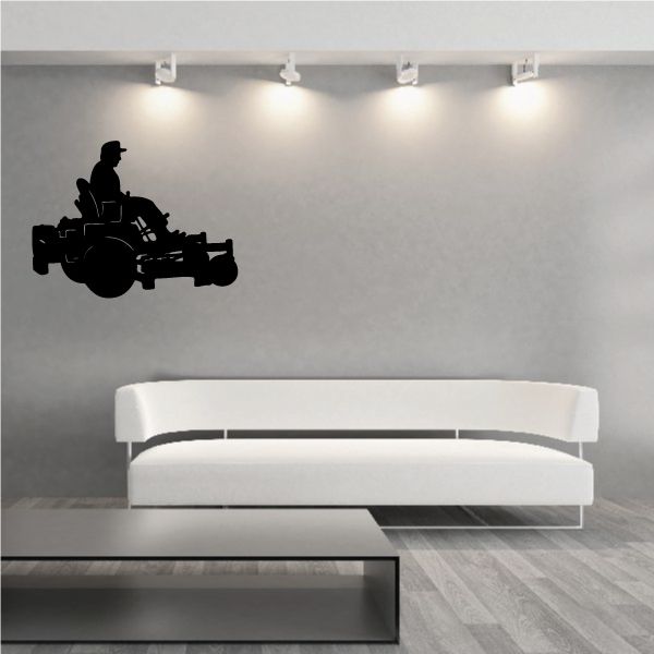 Black zero-turn lawnmower silhouette wall decal