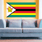Zimbabwe flag sticker with green, yellow, red horizontal stripes and black triangle