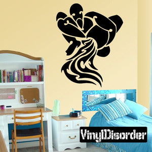 Black Aquarius zodiac decal with ornate floral-style figure and waves