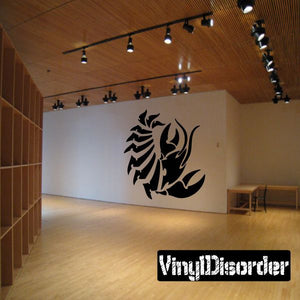 Black crawling lobster wall vinyl decal with stylized shell and tail