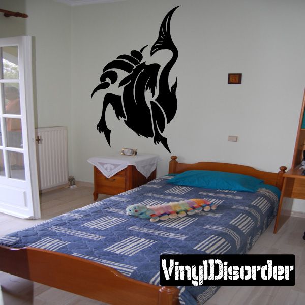 Playful Capricorn decal, black goat silhouette with curved horns