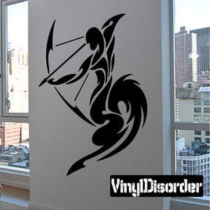 Sagittarius archer centaur decal, black tribal-style silhouette on light background