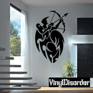 Black archer centaur Sagittarius wall decal with bow and arrow silhouette