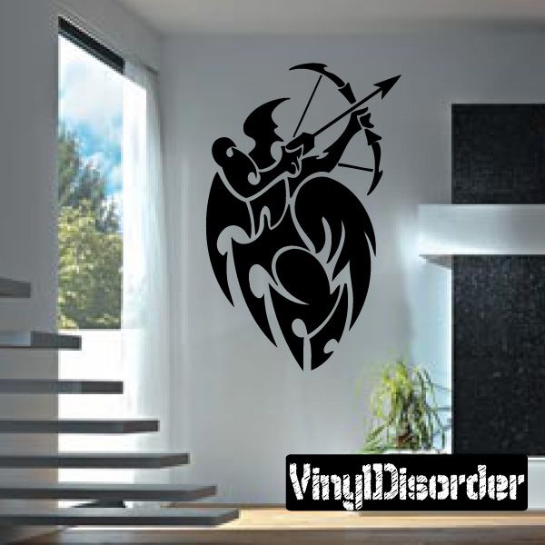 Black archer centaur Sagittarius wall decal with bow and arrow silhouette