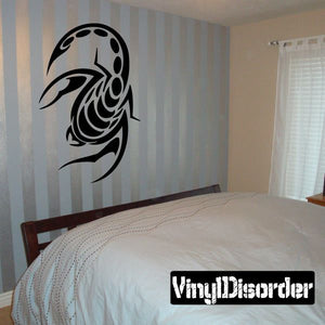 Scorpio tribal scorpion sting wall decal, black and bold tribal design