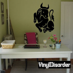 Black Taurus prancing bull wall decal