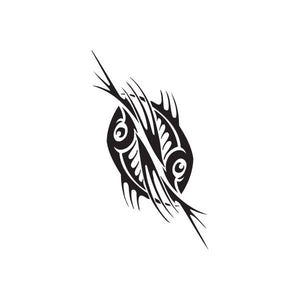 Spiny fish wall decal, black silhouette with white line details