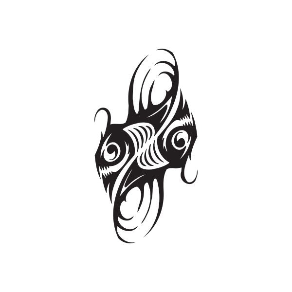 Pisces spooky fish decal, black line art with big eyes and curled tail