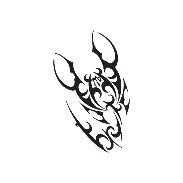 Black tribal vinyl wall decal with ornate swirl and horn-like shape