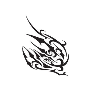 Scorpion hiding scorpion decal, black tribal-style silhouette with white accents