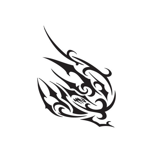 Scorpion hiding scorpion decal, black tribal-style silhouette with white accents