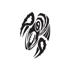 Tribal lobster decal with black spiky silhouette and swirling tribal lines