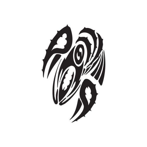 Tribal lobster decal with black spiky silhouette and swirling tribal lines
