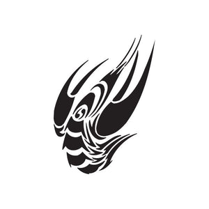Tribal lobster decal with black tribal flame-style outline