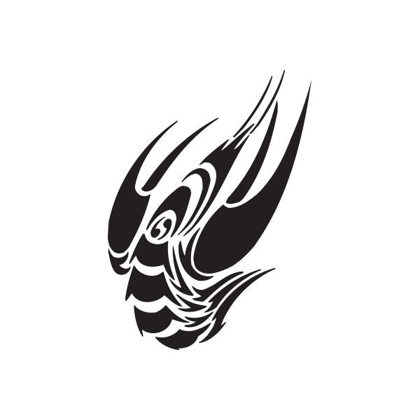 Tribal lobster decal with black tribal flame-style outline