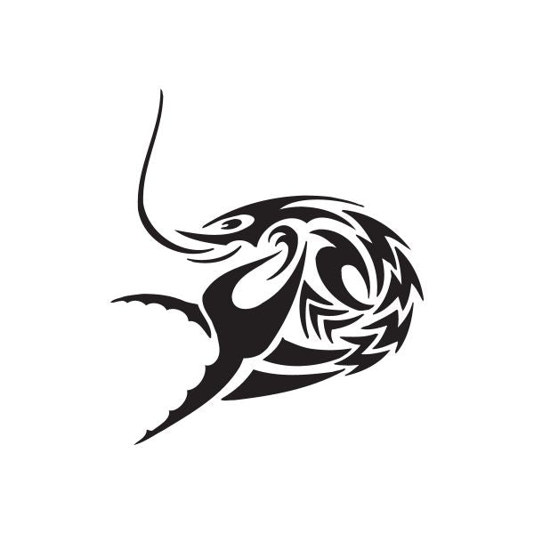 Tribal lobster decal with black tribal line art and curving antennae