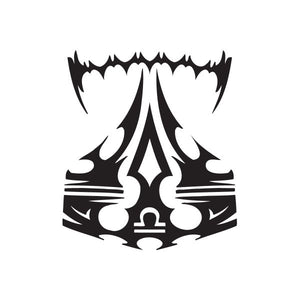 Libra tribal scales decal with black emblem and central scale icon