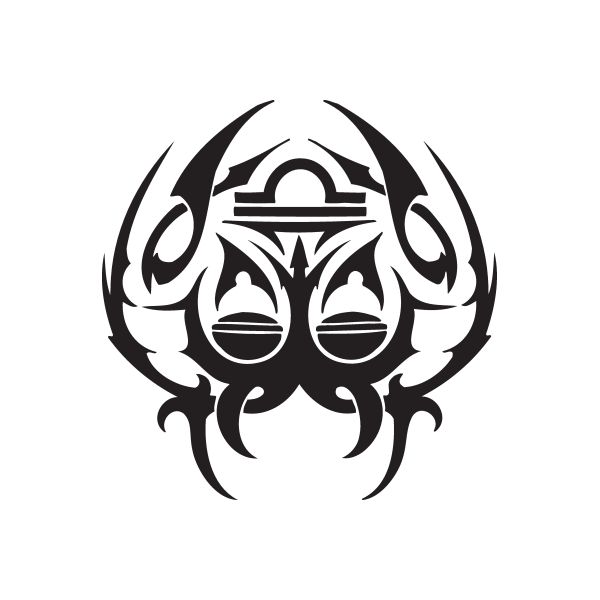 Black tribal zodiac scales decal with symmetrical eye-like flames