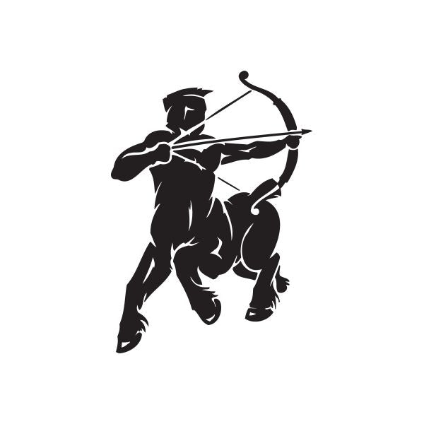 Sagittarius centaur archer warrior decal, black silhouette with bow and arrow