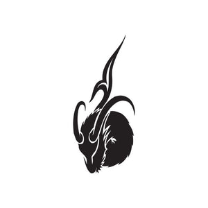 Black tribal charging Capricorn decal, horned silhouette