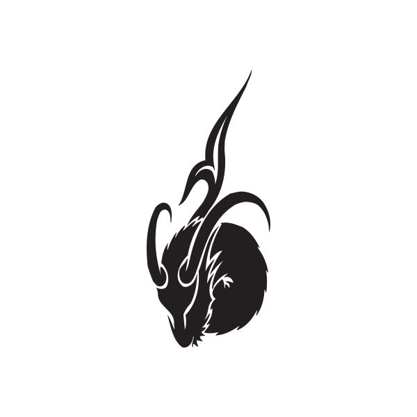 Black tribal charging Capricorn decal, horned silhouette