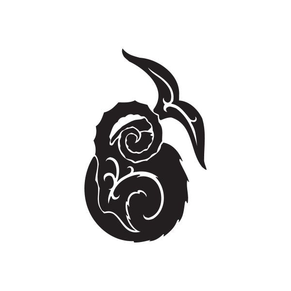 Black tribal Capricorn diving decal with curled horn and tail silhouette