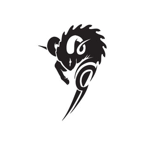 Tribal capricorn charge decal with bold black horned profile and swirling lines