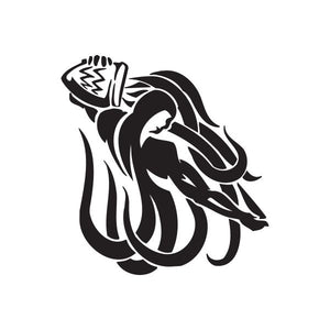 Tribal Aquarius jug decal with bold black tribal illustration