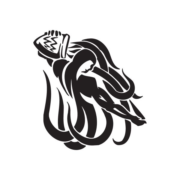 Tribal Aquarius jug decal with bold black tribal illustration