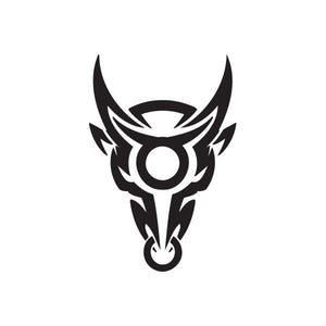 Taurus bull head symbol decal in black tribal line art